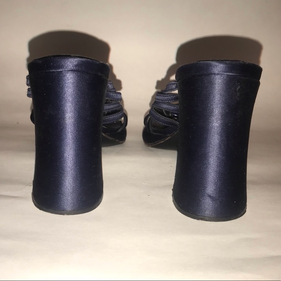 Nathalie M Navy Blue Strappy Slide High Heels 8.5M - Picture 7 of 7